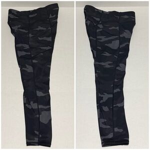 ATHLETA Black and Gray Camouflage Leggings